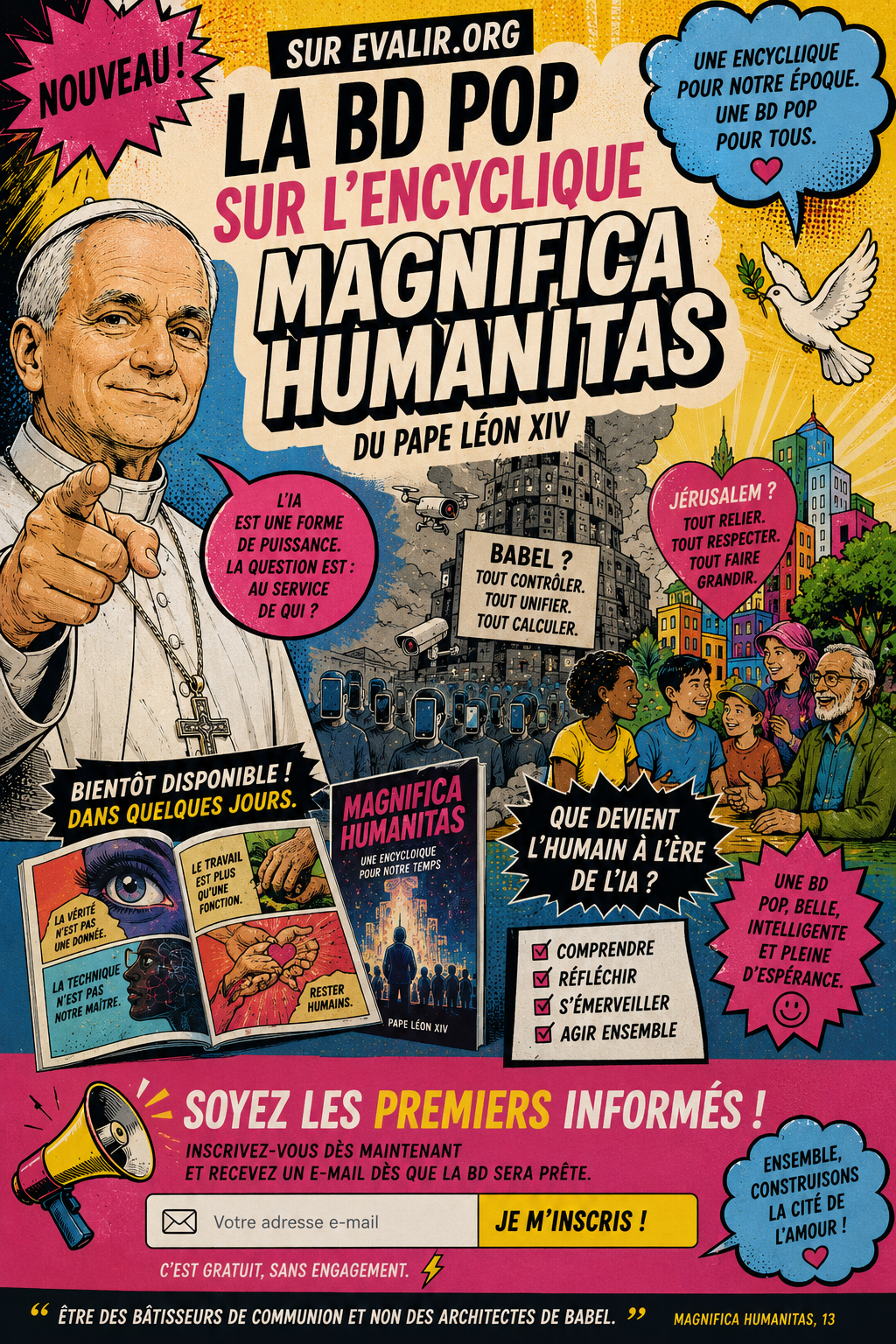BD pop Magnifica Humanitas sur l'intelligence artificielle et l'humain